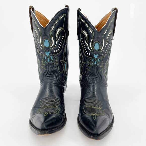 Vintage Y2K Old Gringo Angel Black Blue Short PeeWee Western Cowgirl Boot size 8 - Picture 5 of 10